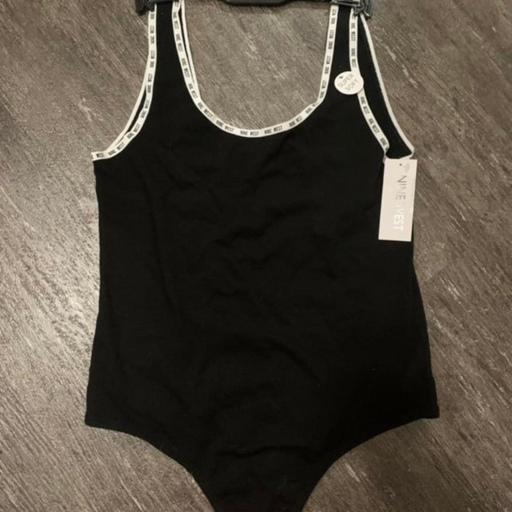 Nine West Bodysuit Black Logo NWT Size‎ M
